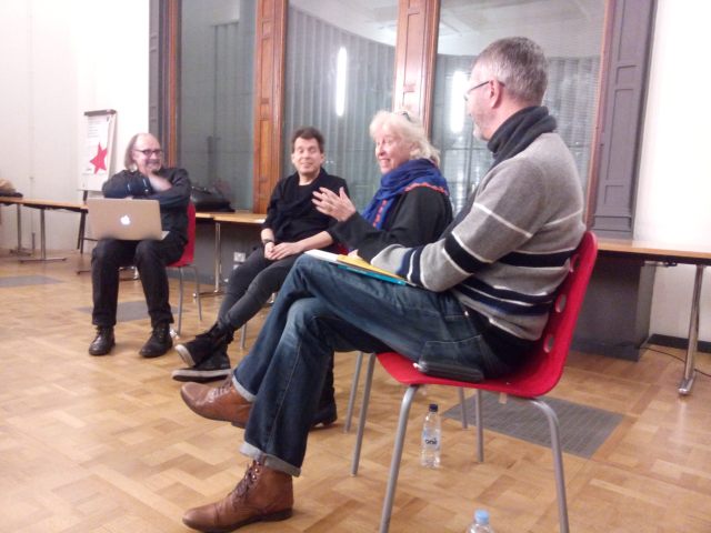 Salon 13 panel: Left to Right: Malcolm Garrett RDI, Alasdair Scott, Susan Benn and Sean Nixon